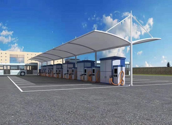 膜结构充电桩车棚图片_效果图 膜结构充电桩车棚图片_效果图