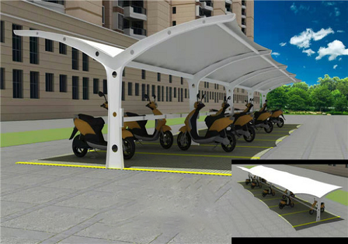 钢膜结构电动车停车棚 钢膜结构电动车停车棚