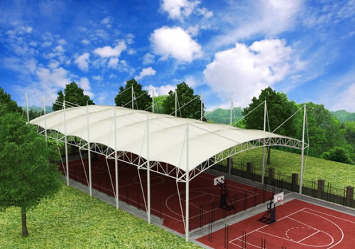 膜结构篮球场顶棚 膜结构篮球场顶棚